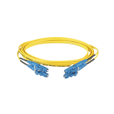 [F92ERLNLNSNM001] Jumper de Fibra Optica Monomodo 9/125 OS2, LC-LC Duplex, OFNR (Riser), Color Amarillo, 1 Metro (3.28 Pies)