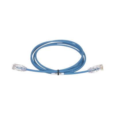 [UTP28SP2BU] Cable de Parcheo TX6, UTP Cat6, Diámetro Reducido (28AWG), Color Azul, 0.61 Metros (2 Pies)