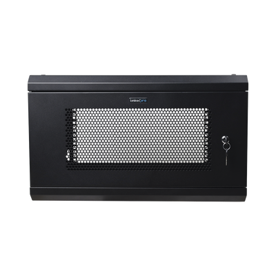 Gabinete de Pared de 6U con Puerta Perforada, 455 mm de Profundidad Total, Rack de 19, Acero Reforzado Color Negro