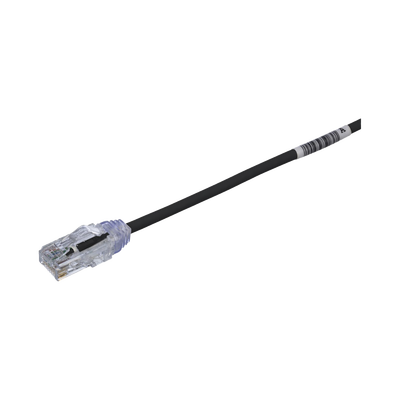[UTP28SP1BL] Cable de Parcheo TX6, UTP Cat6, Diámetro Reducido (28AWG), Color Negro, 0.3 Metros (1 Pie)