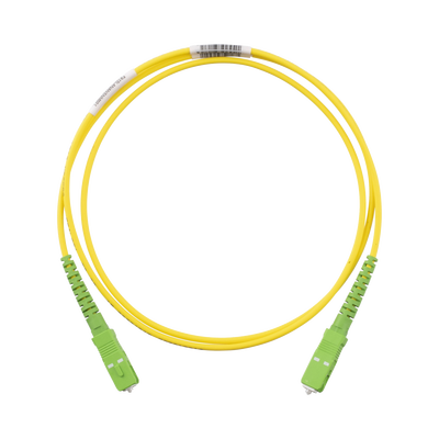 Jumper de Fibra Optica Monomodo 9/125 OS2, SC/APC-SC/APC Simplex, OFNR (Riser), Color Amarillo, 1 Metro (3.28 Pies)