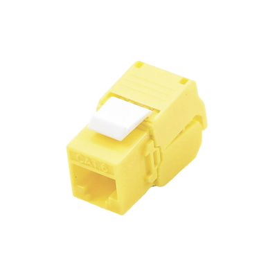 [LP-KJ-610-TTYE] Módulo Jack Keystone Cat6 (Toolless), con Terminación en Ángulo 180 - Color Amarillo, Compatible con Faceplate y Patchpanel Linkedpro