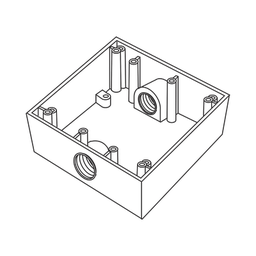 Caja Cuadra de 3/4 a Prueba de Intemperie/ Cuenta con 2 salidas.