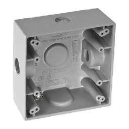 Caja Cuadra de 1/2 a Prueba de Intemperie/ Cuenta con 3 salidas.