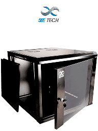 SBE TECH GNLPAR9UR- Gabinete de pared de 9 UR con una profundidad de 45.0 cm y puerta delantera de cristal templado.