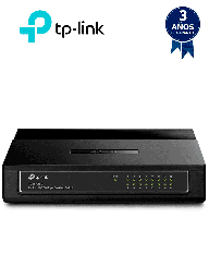 TP-LINK TL-SF1016D - Switch de escritorio con 16 puertos RJ45 Fast Ethernet, diseño en plástico y configuración Plug and Play.