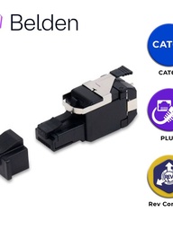 PLUG RJ45 UTP REVCONNECT CAT6A BELDEN RVAFPUBK-S1 / NEGRO