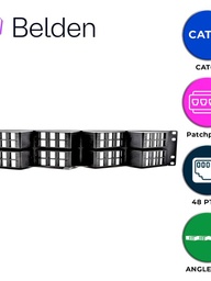 PATCH PANEL KEYCONNECT CAT6/CAT6A BELDEN AX103249 / NEGRO / 48 PUERTOS / 2UR / ANGLEFLEX/VACIO / PIEZA