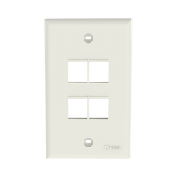 Placa de Pared Vertical, Salida Para 4 Puertos Keystone, Color Blanco Mate