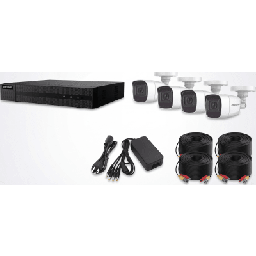 (MICRÓFONO Integrado) Kit TurboHD 1080p Lite / DVR 4 canales / Audio por Coaxitron / 4 Cámaras Bala de Metal con Micrófono Integrado