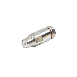 Conector UHF Hembra (SO-239) de Rosca para cable LP-450A, LDF4-50A, Bronce Blanco/ Plata/ Teflón.