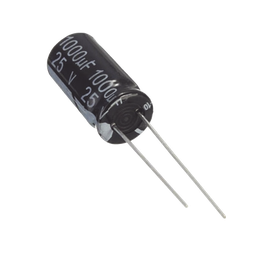 Capacitor Electrolítico de Aluminio, Radial de 1000 µFd. 25 Vcc, 105 °C, 10 x 20 mm.