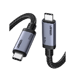 Cable USB-C Thunderbolt 5 / 80 Gbps Bidireccional / 120 Gbps Unidireccional / 1 m (3.28 ft) / 24 Pines / E-Marker IP2133H / 5A Máximo / Aluminio + Cobre Blindado