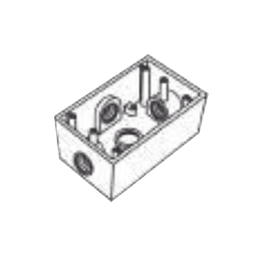Caja Rectangular de 3/4 (19.05 mm ) con 4 bocas a prueba de intemperie.